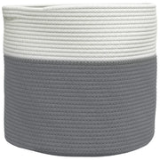 Cestino Portaoggetti Grigio e Bianco ?40x35 cm in Cotone CFW3264557