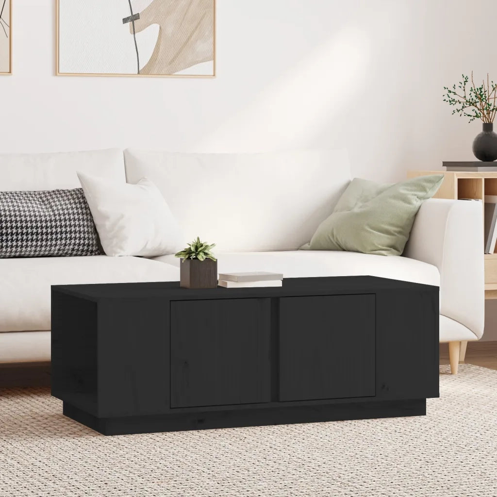 Tavolino da Salotto Nero 110x50x40 cm Legno Massello di Pino cod mxl 26698