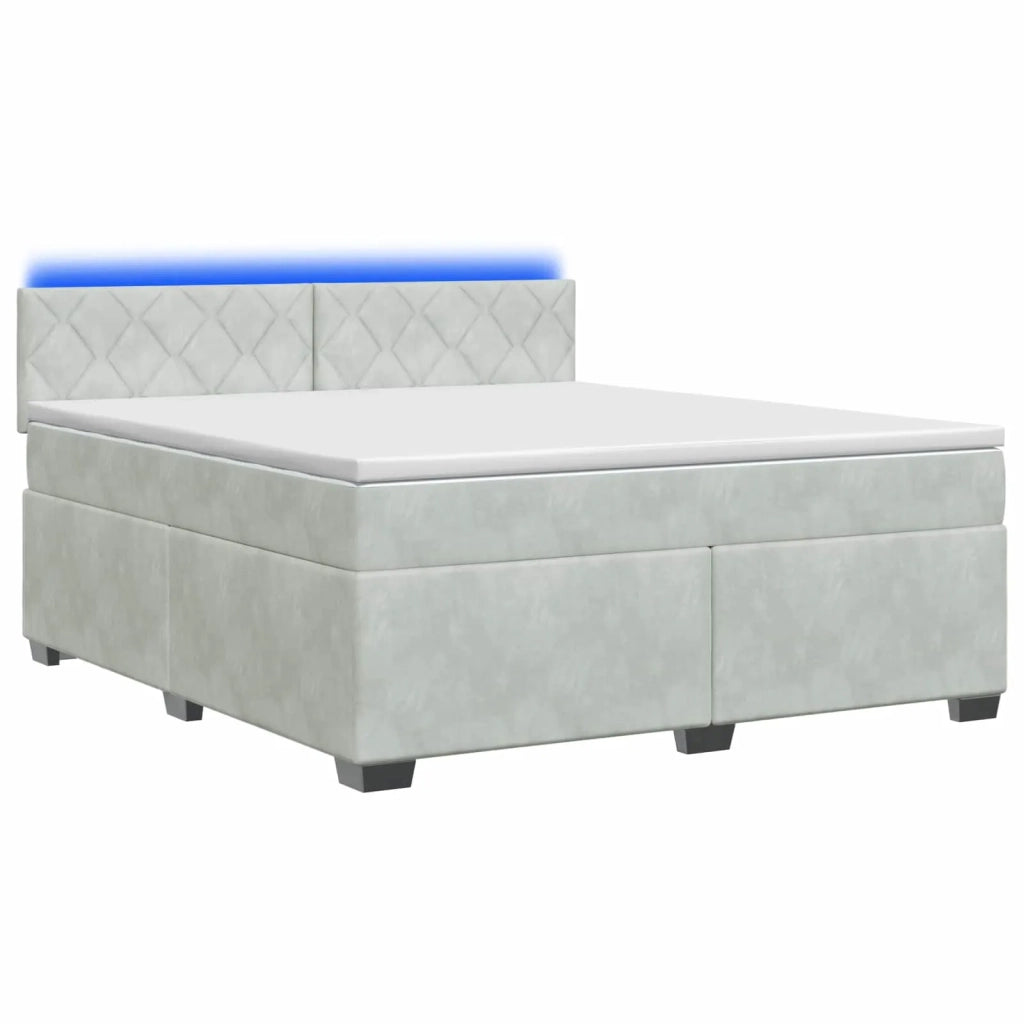 Letto con Box Spring, Materasso e LED Grigio Chiaro Velluto 3452198