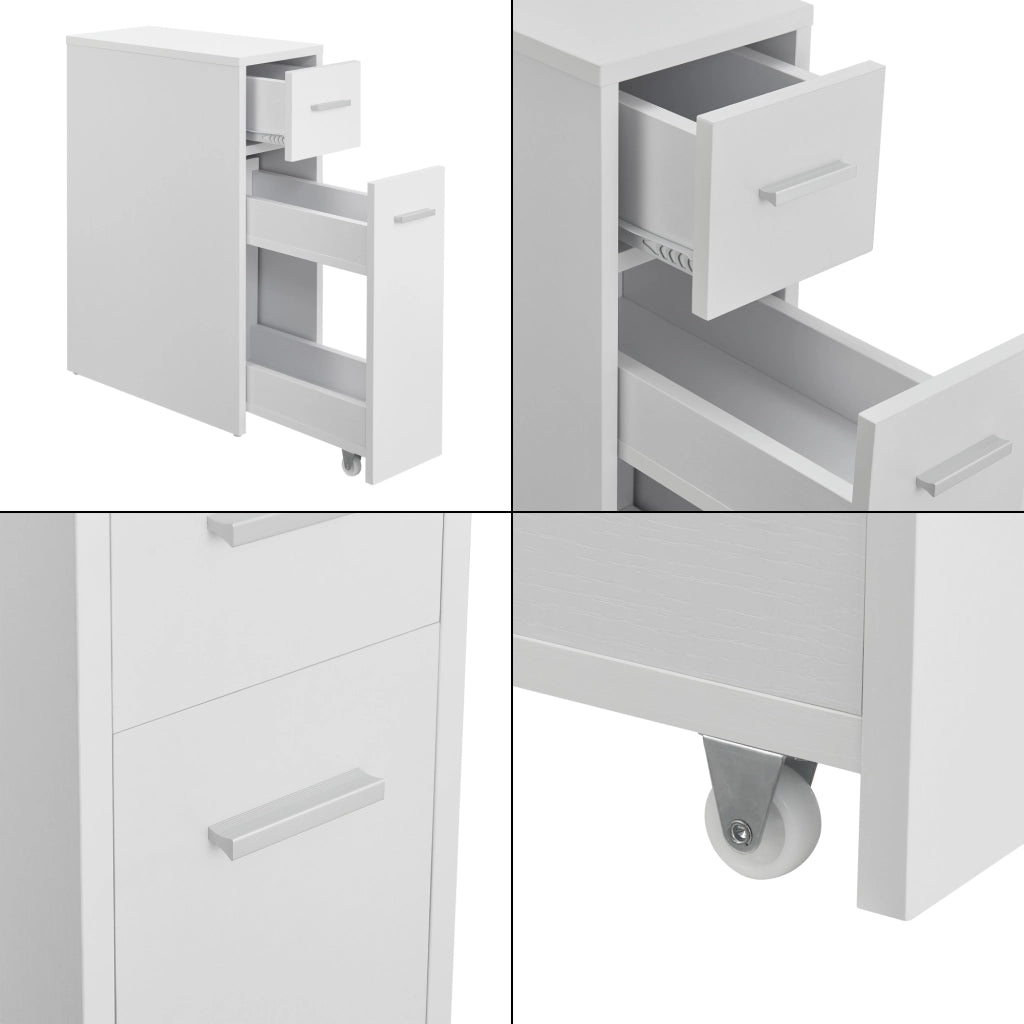 Mobile da Bagno Kauhajoki Salvaspazio con 2 Cassetti 61 x 20 x 45 cm - Bianco [en.casa]