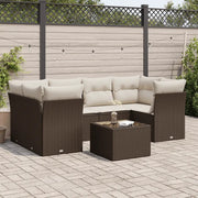 Set Divani da Giardino 7 pz con Cuscini Marrone in Polyrattan 3217273