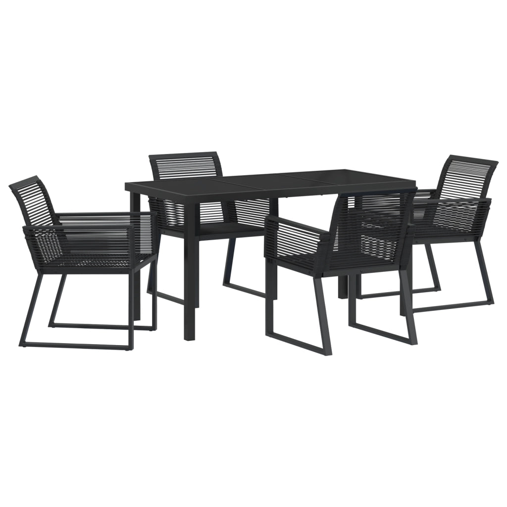 Set da Pranzo da Giardino da 5 Pezzi Nero Rattan Polietilene