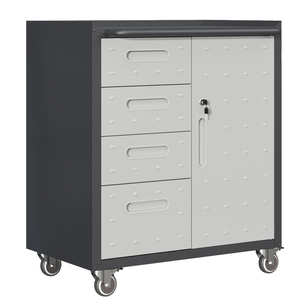 Armadio portautensili in metallo con ruote, 75 × 42 × 88 cm, nero/grigio