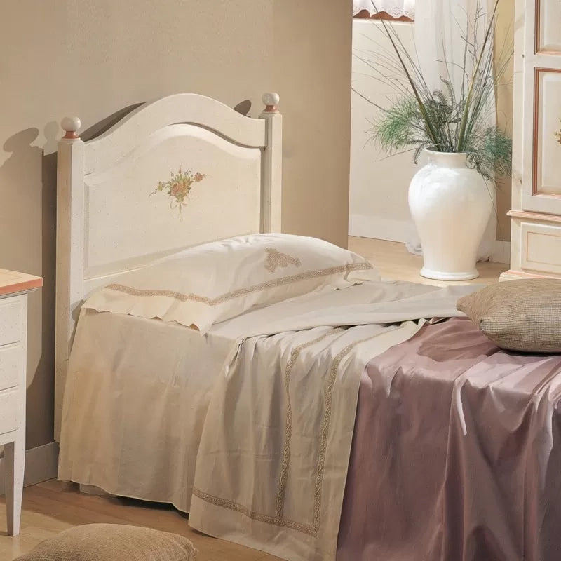 Letto sagomato singolo bianco filo rosa in legno 99x212x112 (1319) - Mobili 2G