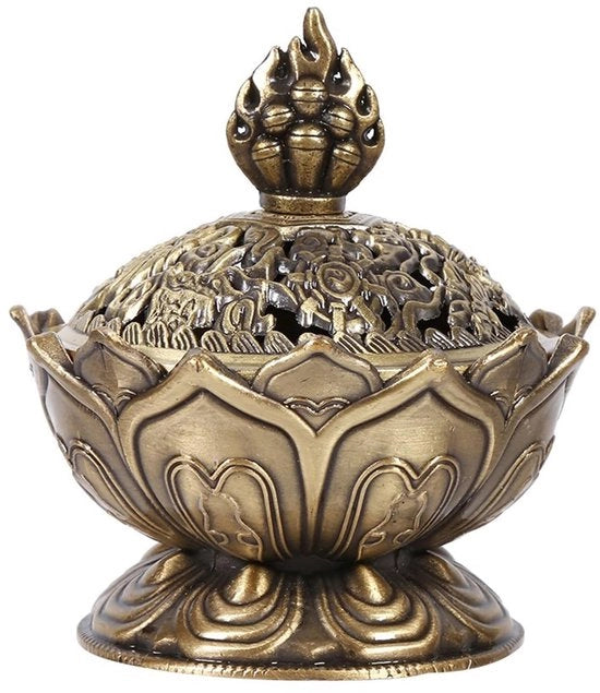 Bruciatore di Incenso in Metallo con Rame e Ottone - Dimensioni 6,9 x 7 cm - Peso 132g - Porta Incenso