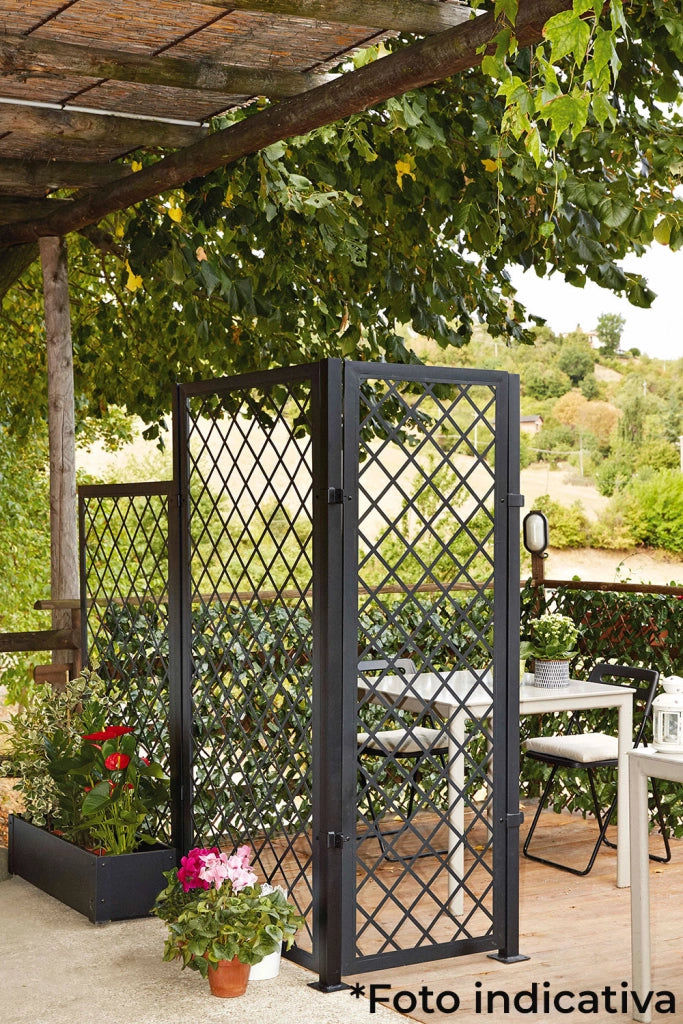 Set 2 Tralicci Fissi con Cornice per Giardino Verdemax 180x90 cm in Metallo Antracite