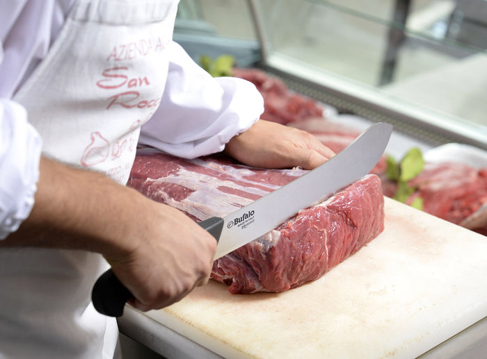 Coltello Scimitarra Lama 30 cm Bufalo Macello S116/30 Manico Nero