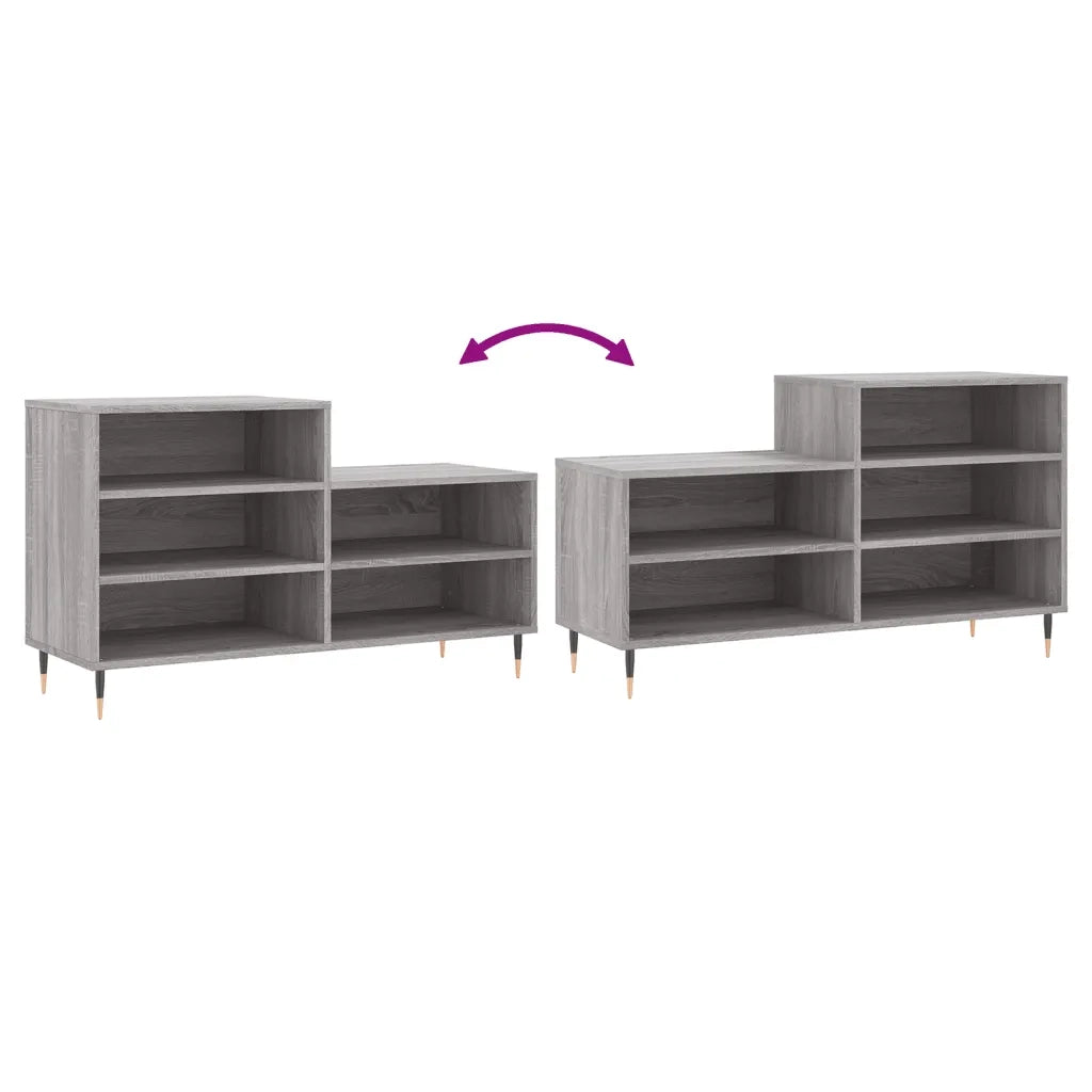 Scarpiera-Scaffale per scarpe Grigio Sonoma 102x36x60 cm in Legno Multistrato 198050