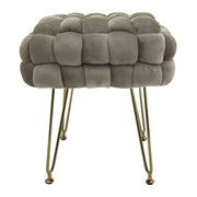 Set di 2 Pouf Intrecciato Sophie Beige 
In Velluto 
Con Piedini Regolabili