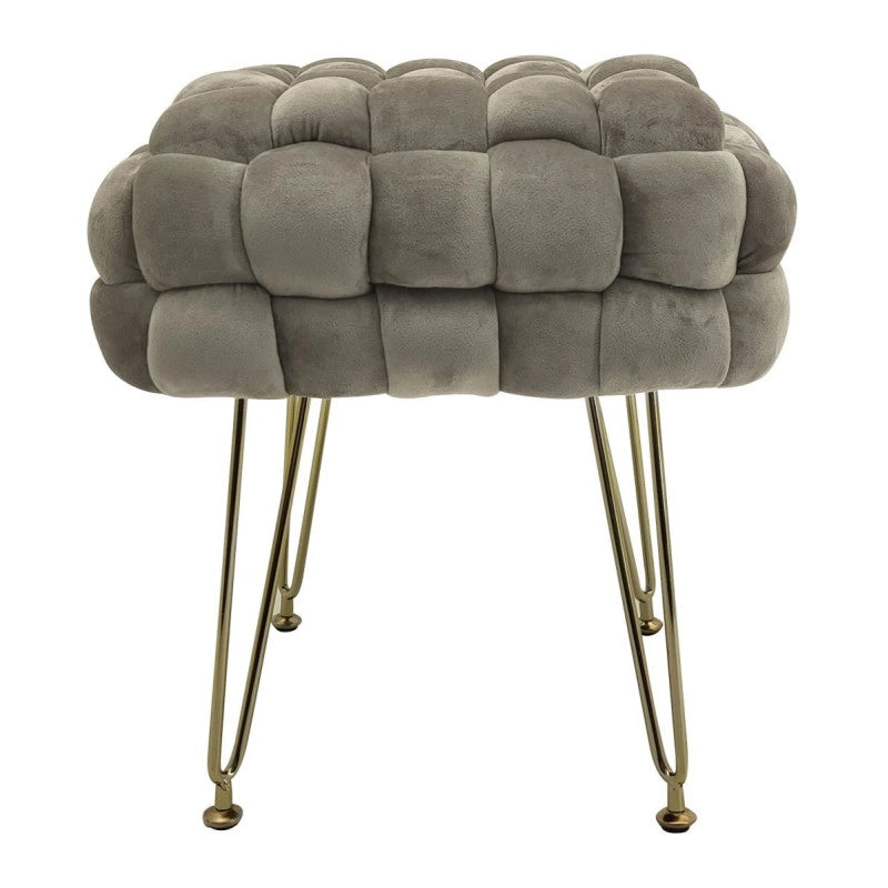 Set di 2 Pouf Intrecciato Sophie Beige 
In Velluto 
Con Piedini Regolabili