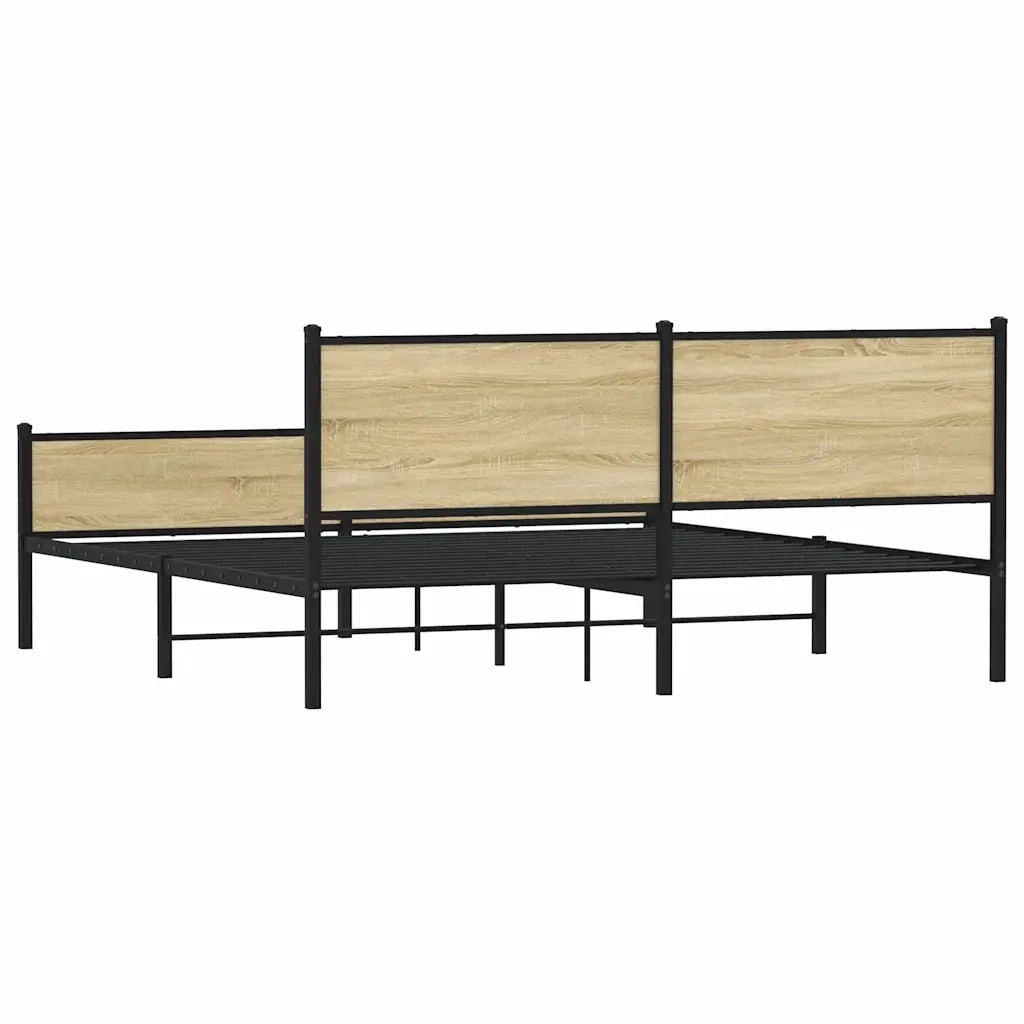 vidaXL Giroletto senza Materaso in Metallo Rovere Sonoma 180x200 cm