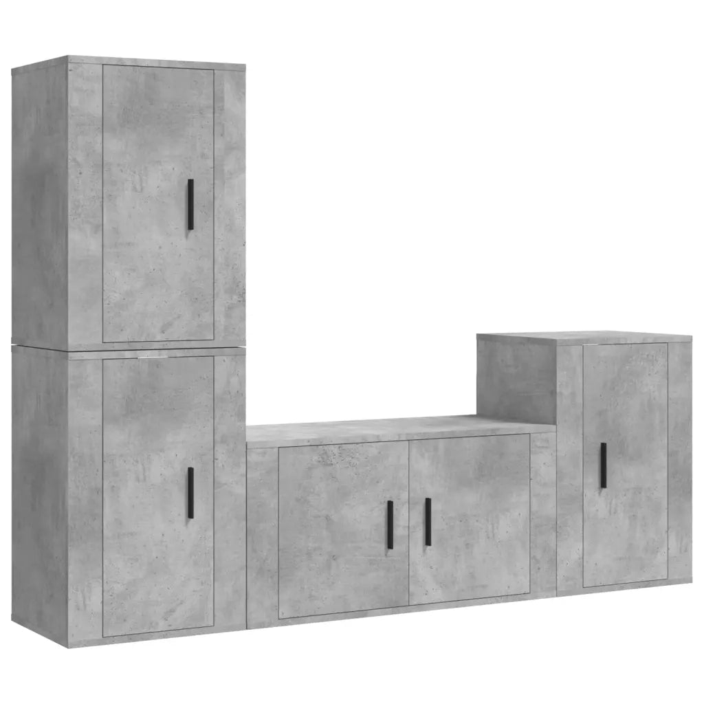 Set di Mobili Porta TV 4 pz | Armadietto TV | Mobile Porta TV Grigio Cemento in Legno Multistrato