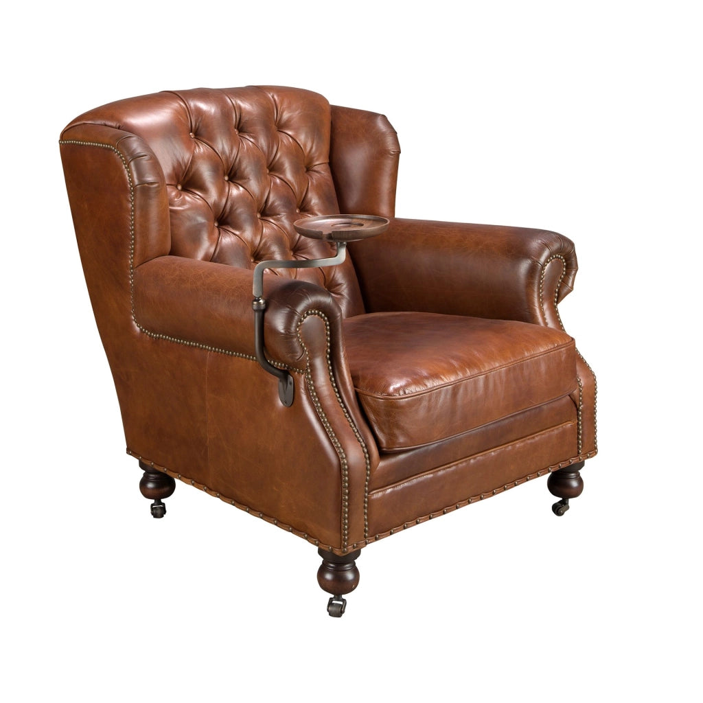Poltrona Chester in pelle marrone cognac