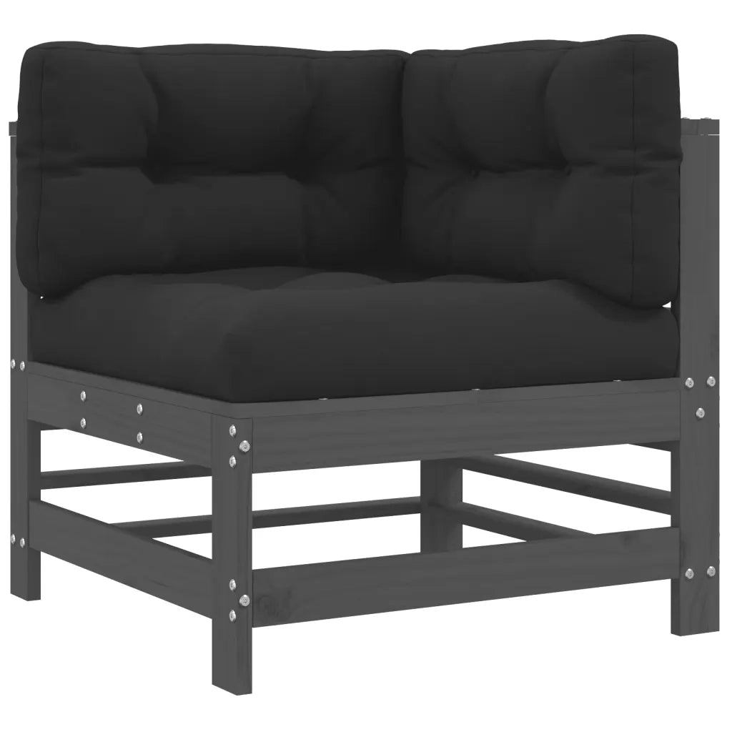 Divano componibile-Divani Angolari con Cuscini 2 pz Legno Massello di Pino Grigio 942287