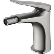 IMEX Miscelatore monocomando per bidet in ottone con finitura acciaio S316 anticorrosione cartuccia ceramica Ø28 mm set 2 flessibili 3-8 inclusi altezza 142 mm canna 130 mm – Modello Imex-BDD055-