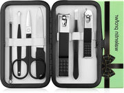 Kit di cura per manicure per uomini con borsa da viaggio portatile - taglierini per unghie dei piedi e delle dita strumenti per la cura personale kit di cura per uomini, amici e familiari (nero bianco)
