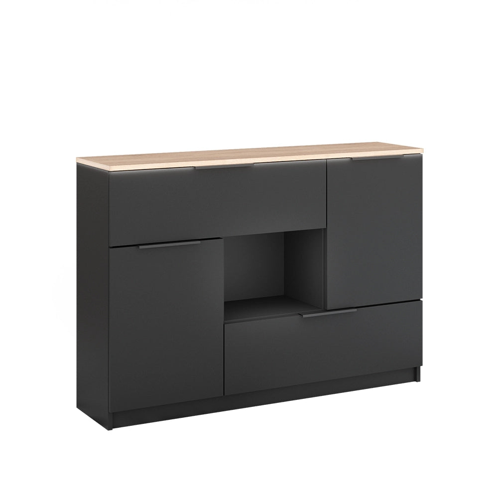 Vicco Cassettiera per camera da letto Antracite 120 x 83.6 cm 2x porta, 2x cassetto e 1x scomparto aperto