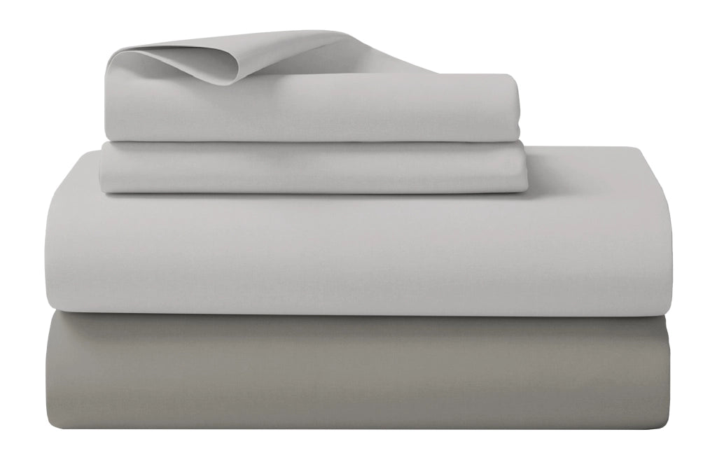 Completo Letto Lenzuola Matrimoniale,100% Cotone, Set letto, Lenzuolo Sopra, Sotto e Federe 2 Piazze Grigio