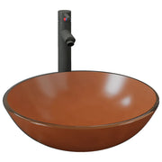 Lavandino con Rubinetto e Piletta in Vetro Temperato Marrone CFW5032338
