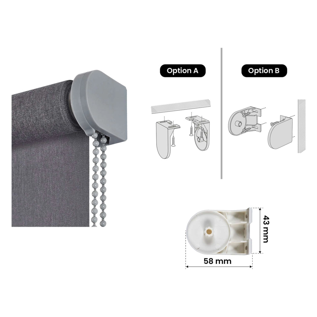 Tenda a Rullo Filtrante, Tenda Avvolgibile Traslucida Liscia Per Finestre e Porte Grigio 60x180 cm