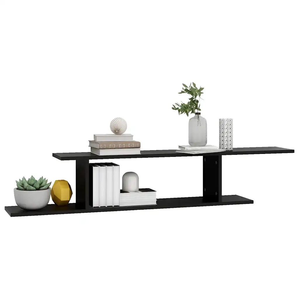 Scaffale TV a Parete Nero 125x18x23 cm Legno Multistrato 806990