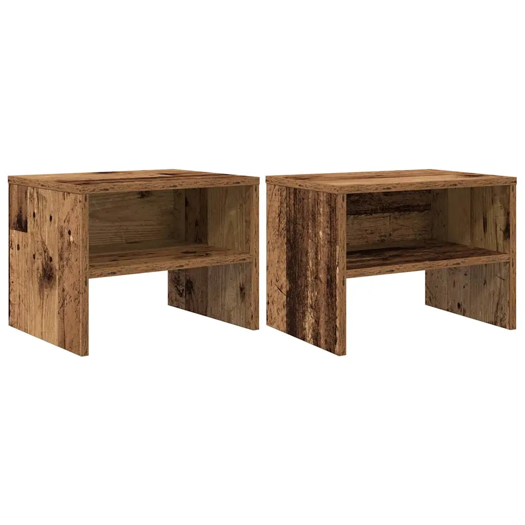 Set di 2 Comodini | Armadio da Notte | Mobiletto da notte Legno vecchio 40 x 40 x 30 cm