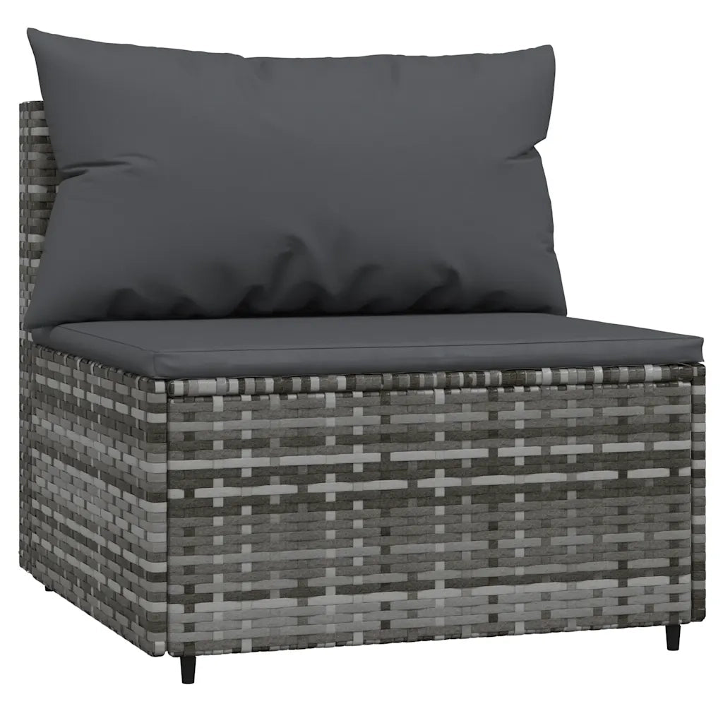 Set Divani da Giardino 4 pz | Set Salotto da Giardino con Cuscini in Polyrattan Grigio