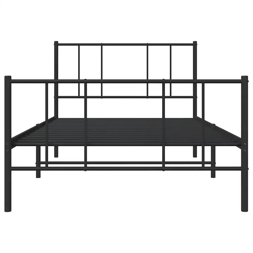 Giroletto con Testiera e Pediera Metallo Nero 100x190 cm 352492