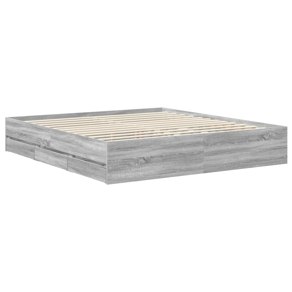 Struttura del letto con cassetto Grigio Sonoma 180 x 200 cm