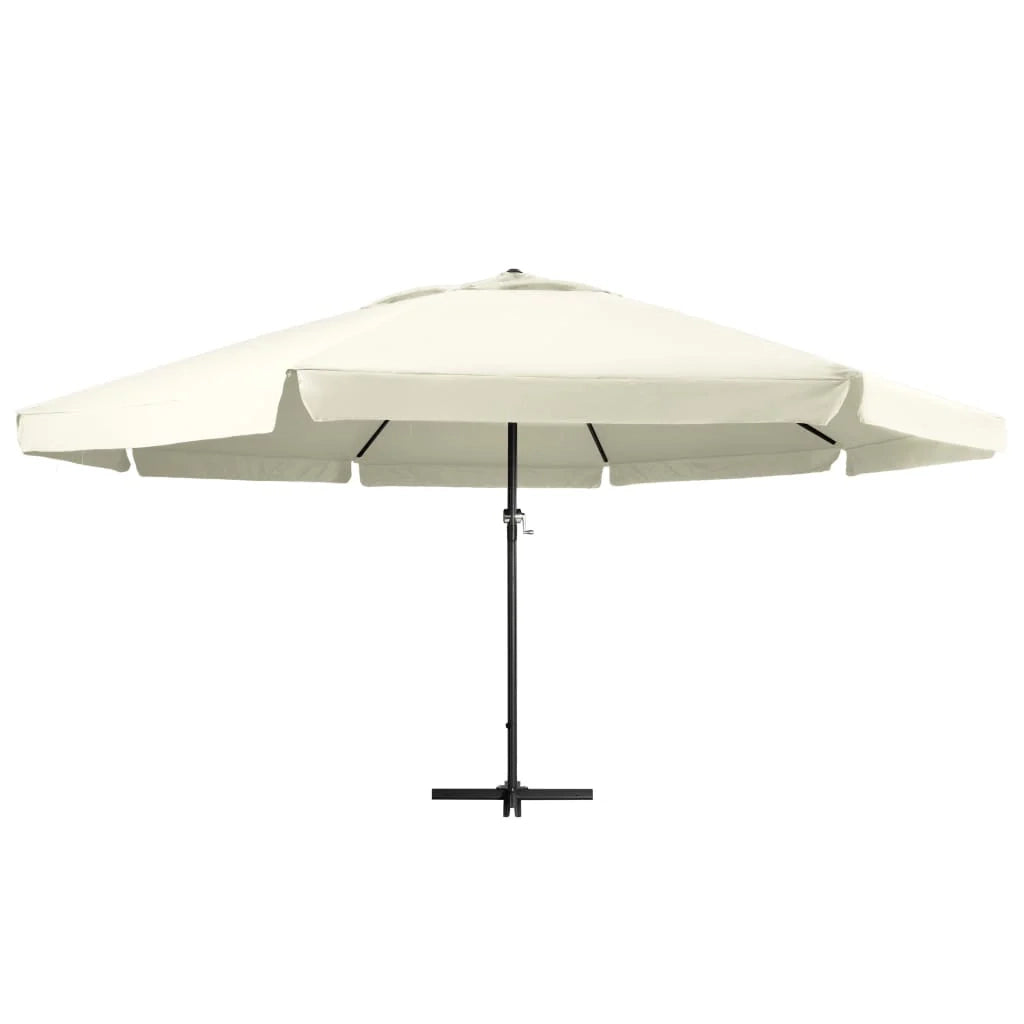 Ombrellone da esterno con palo in alluminio 600 cm bianco sabbia 02_0008236