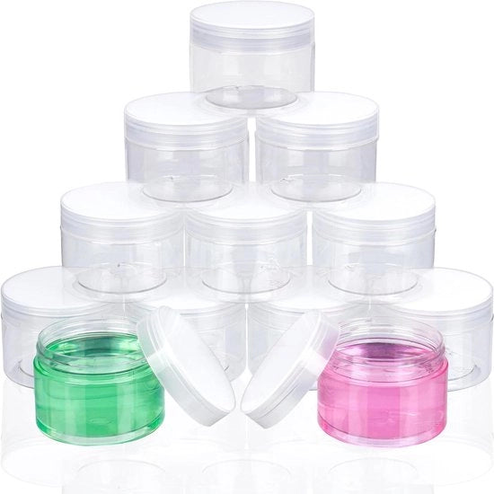 Contenitori Plastici - 120 ml - Con Coperchi a Viti - Prova Vuota - Contenitori Sferici - Per Creme, Lotioni, Trucchi - Resistenti al Contatto con la Pelle - Ercolino - (12 Pacchi)