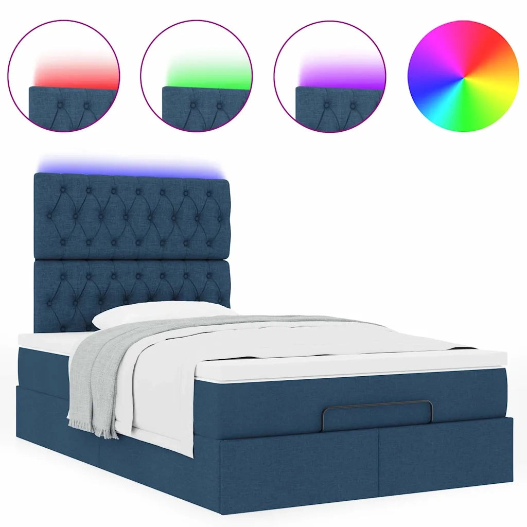 Struttura Letto Pouf con Materasso Blu 120x200 cm in Tessuto 3314085