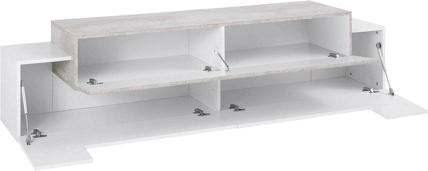 Mobile TV 3 Ante 200x45x51,5 cm Coro Bianco Lucido e Cemento