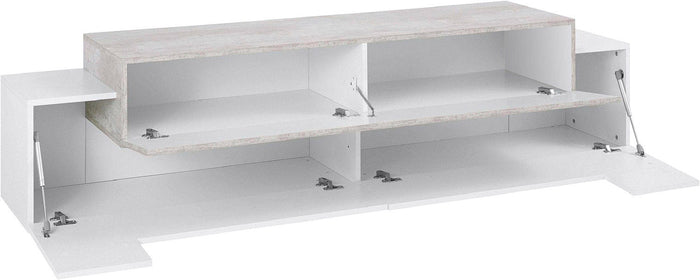 Mobile TV 3 Ante 200x45x51,5 cm Coro Bianco Lucido e Cemento