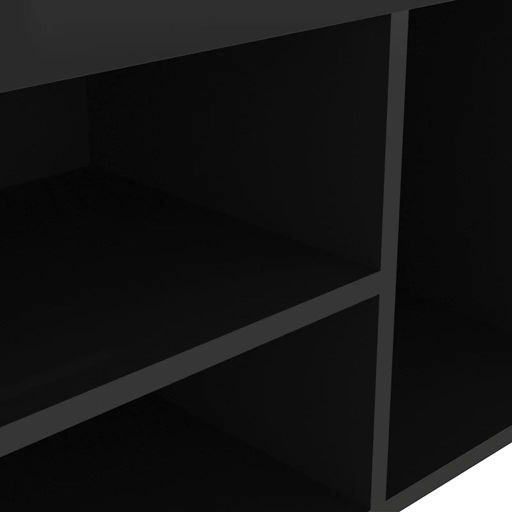 Panca Porta Scarpe | Scarpiera | Mobile per scarpe Cuscino Nero Lucido 80x30x47cm Multistrato