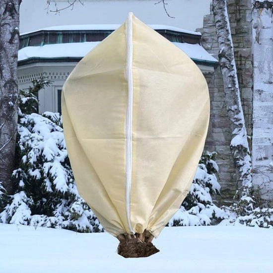 Copripiante per piante da serra, copripiante per piante da esterno, protegge piante in vaso, impermeabile - traspirante, giacche calde per piante con cerniera e cinturino di tiraggio - beige - 300 x 400 cm