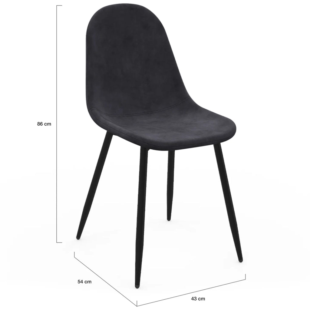 IDMarket - Set di 6 sedie DALI in velluto misto blu, grigio scuro, grigio chiaro e giallo