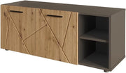 Mobile porta scarpe Irma, Antracite/Artisan, 106 x 43 cm con 2 porte