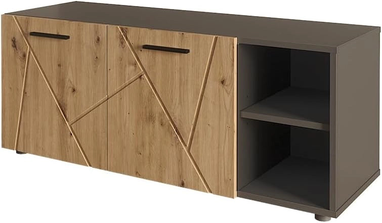 Mobile porta scarpe Irma, Antracite/Artisan, 106 x 43 cm con 2 porte
