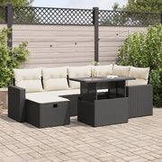 Set Divani da Giardino con Cuscini 7pz Nero Polyrattan 3327816