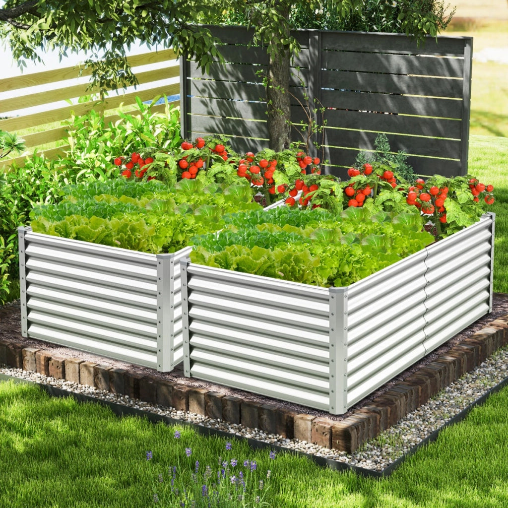 Letto da giardino rialzato da 60 cm fioriera elevata-Protettori d'angolo rinforzati fioriera in metallo per esterni per verdure