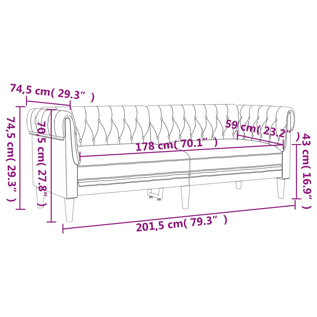 Set di Divani 3 pz Blu in Tessuto 3209197