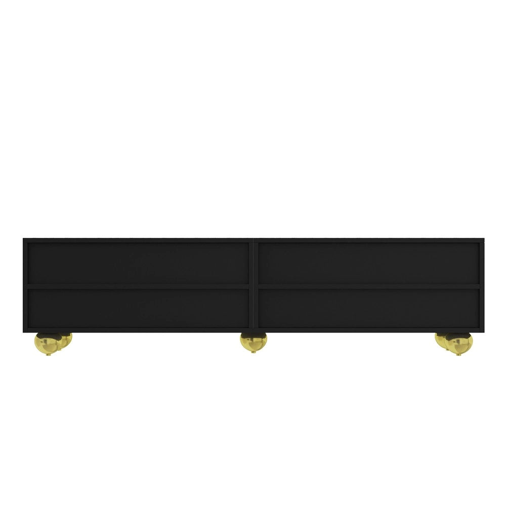 Mobile TV con Ante Strutturate ¨C Xylo ¨C Gambe Dorate, Push-to-Open, Ripiani Inclusi