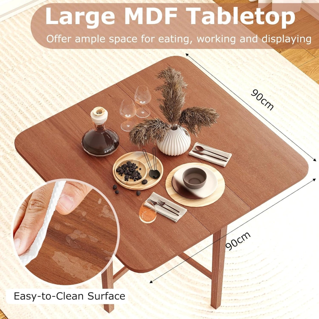 Tavolo da Pranzo Pieghevole Quadrato 90x90 cm, in Legno, per 2-4 Persone
