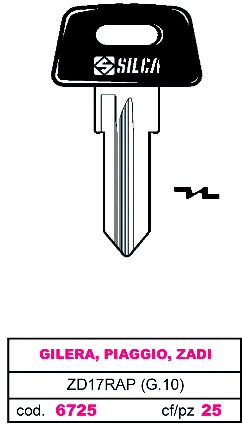 Silca CHIAVE PER AUTO ASC ZD17RAP (G.VAK 0) GILERA, PIAGGIO, ZADI 5.00 pz