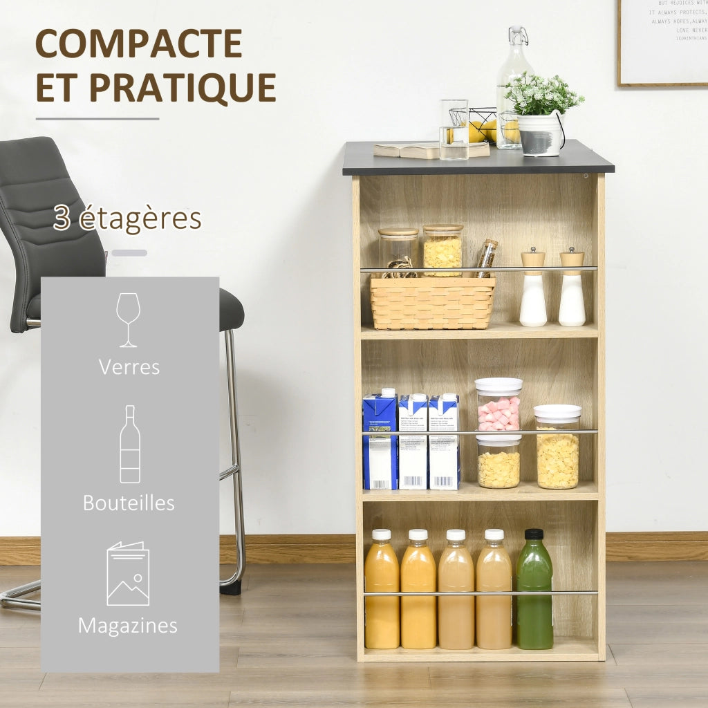 Tavolo da bar ¨C zephmum ¨C 112x57x106 cm effetto quercia chiaro nero