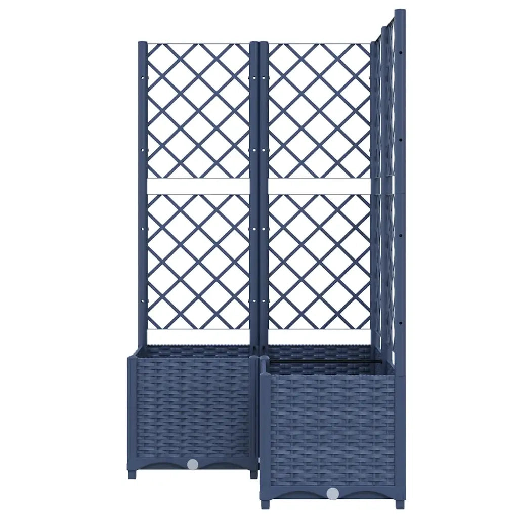 Fioriera | Cassetta per fiori | Vaso da Giardino con Graticcio Grigio Blu 80x80x136 cm PP