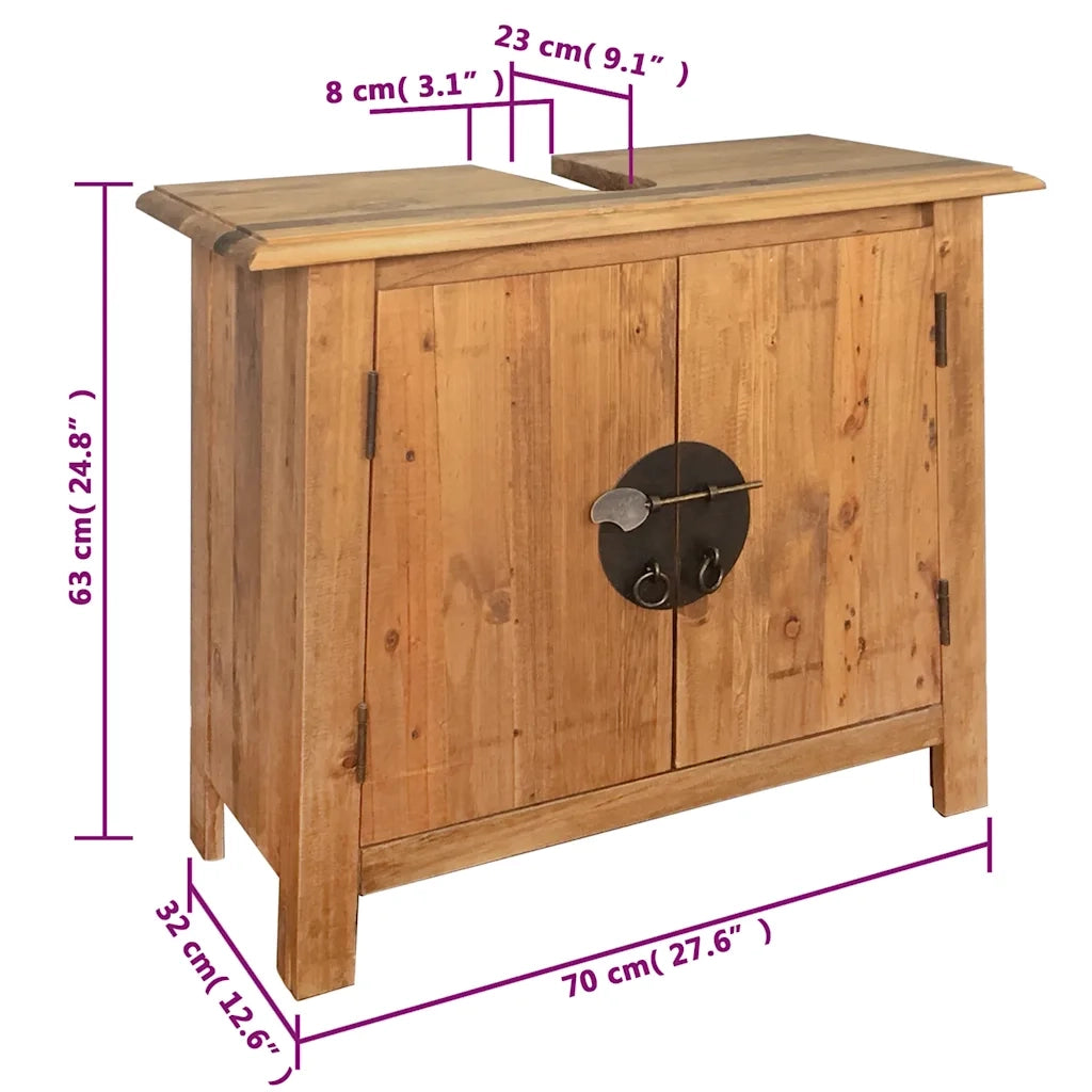 Vanità da Bagno in Legno Massello di Pino 70x32x63 cm 246035