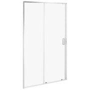 Porta doccia pieghevole trasparente in vetro temperato con telaio in alluminio argento 120 x 190 cm