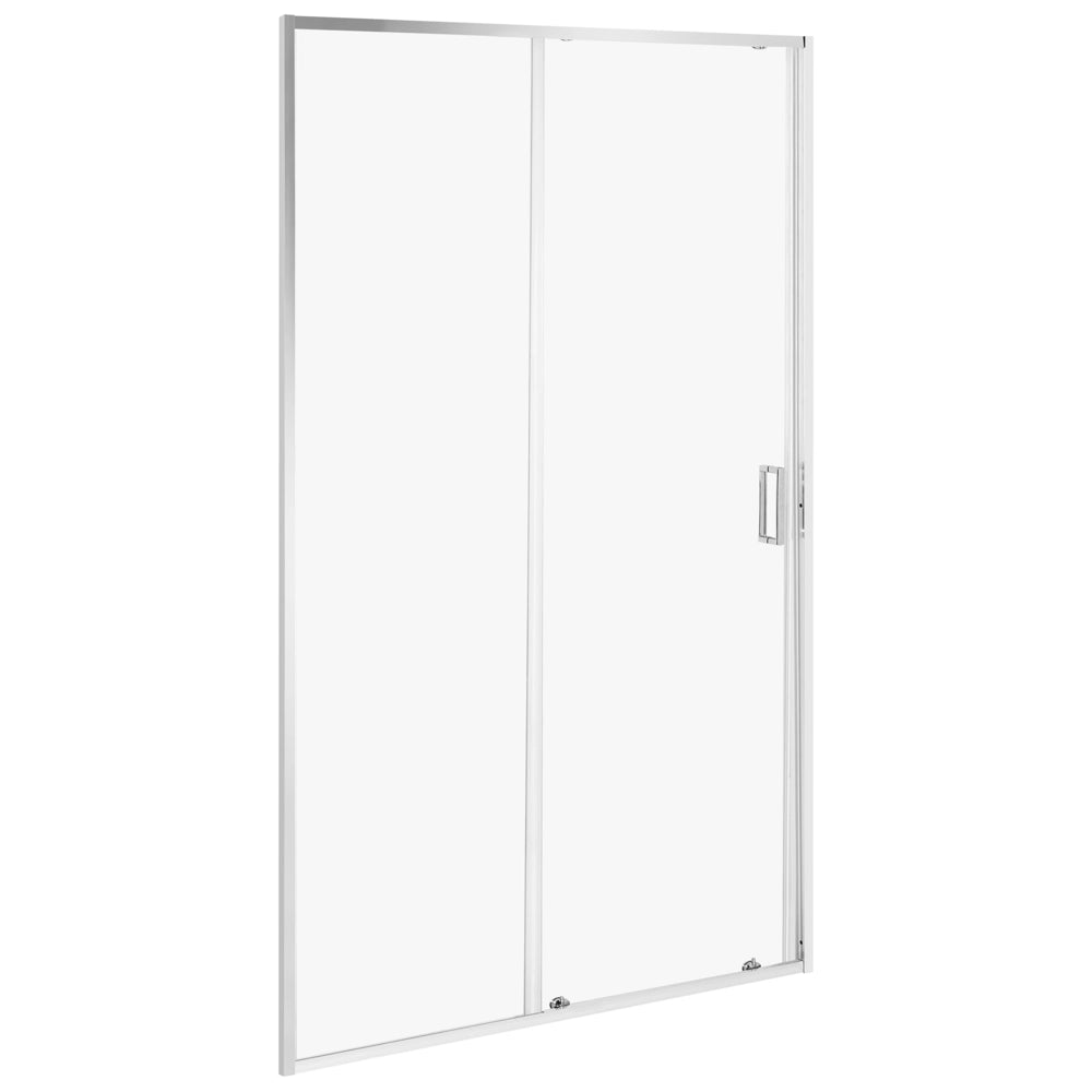 Porta doccia pieghevole trasparente in vetro temperato con telaio in alluminio argento 120 x 190 cm